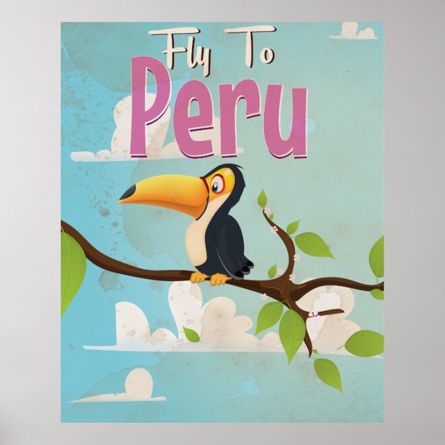 Poster Viagens vintage do Peru. (Frente)