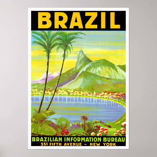 Poster Viagens vintage do Rio de Janeiro Brasil (Frente)