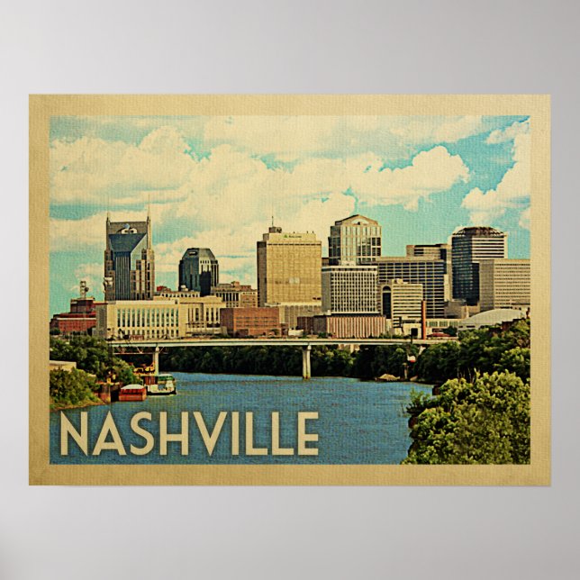 Poster Viagens vintage do Tennessee Nashville (Frente)