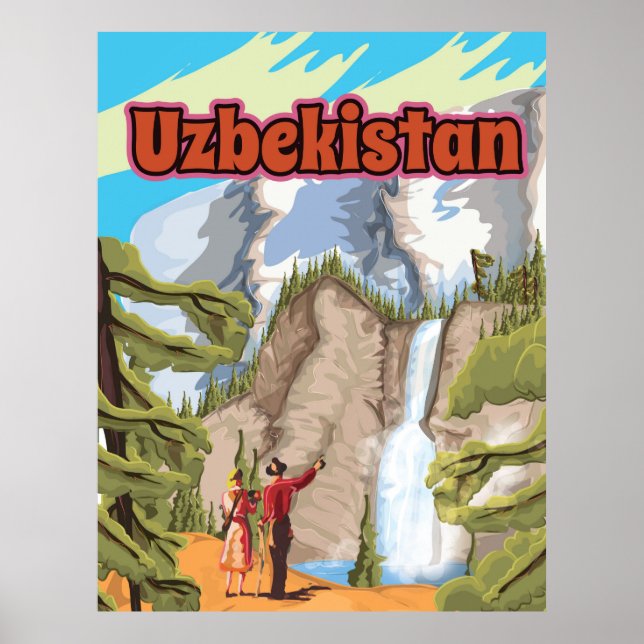 Poster viagens vintage do Uzbequistão (Frente)