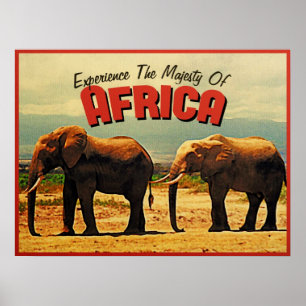Poster Viagens vintage dos elefantes de África