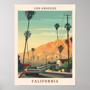 Poster Viagens vintage Elegante de Arte de Los Angeles Ca