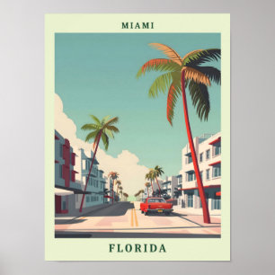 Poster Viagens vintage Elegante de Arte de Miami Florida