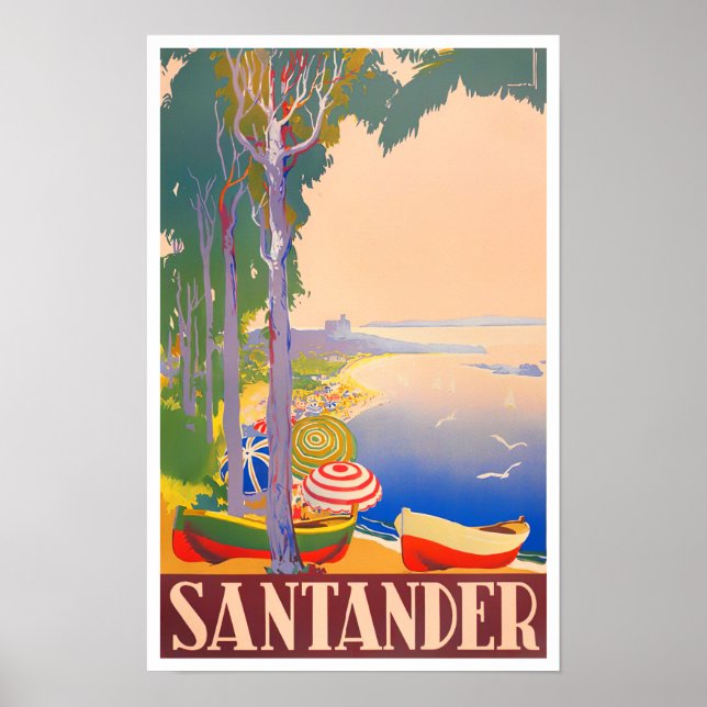 Poster Viagens vintage Espanha Santander (Frente)