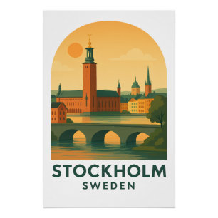 Póster Viagens Vintage Estocolmo Suécia – Escandinavo