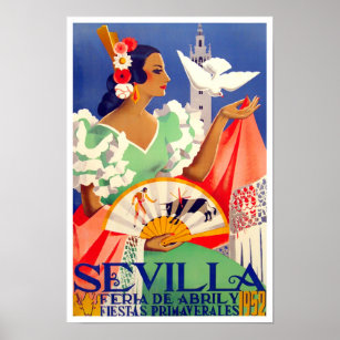 Poster viagens vintage Feria de Sevilla, 1952