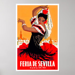 Poster viagens vintage Feria de Sevilla, 1959