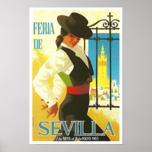 Poster viagens vintage Feria de Sevilla, 1965