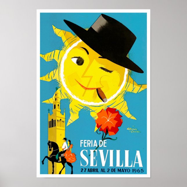 Poster viagens vintage Feria de Sevilla, 1965 (Frente)