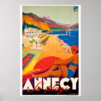 Poster Viagens vintage França - Anncea a la plage