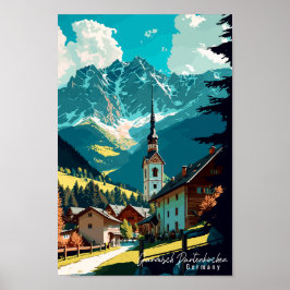 Poster Viagens vintage Garmisch Partenkirchen Alemanha