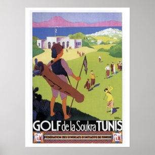 Póster Viagens vintage Golf de La Soukra Tunis