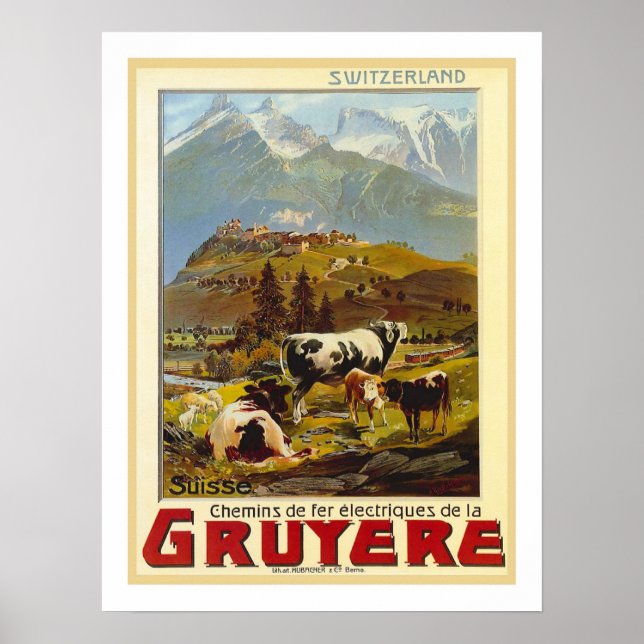 Póster Viagens vintage Gruyere (Frente)