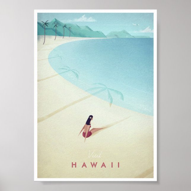 Póster Viagens vintage Havaí (Frente)