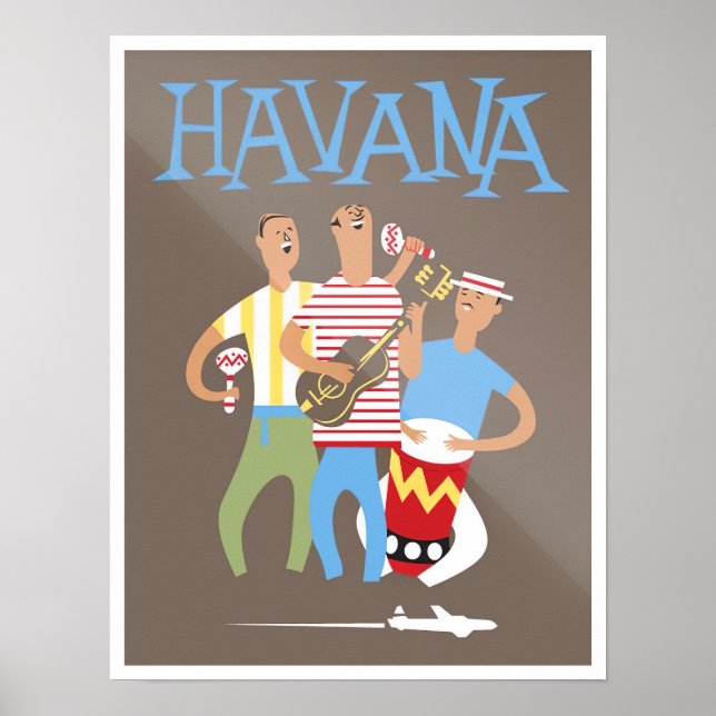 Poster Viagens vintage Havana Cuba (Frente)