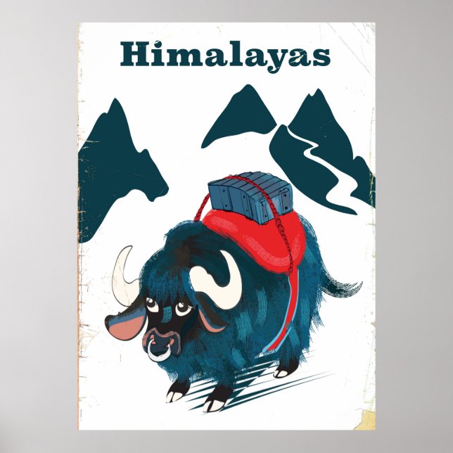 Póster Viagens vintage Himalaia (Frente)