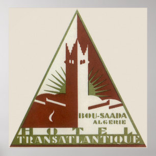 Póster Viagens vintage, hotel do transporte Atlantique,