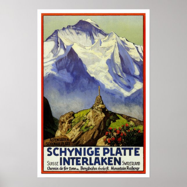 Póster Viagens vintage,Interlaken (Frente)