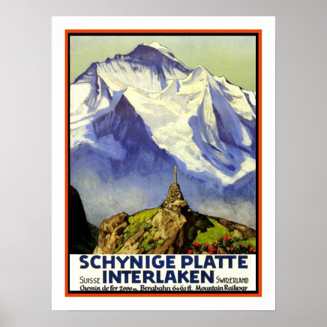 Póster Viagens vintage Interlaken (Frente)