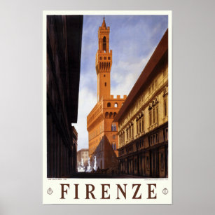 Poster Viagens vintage Itália Florence Firenze