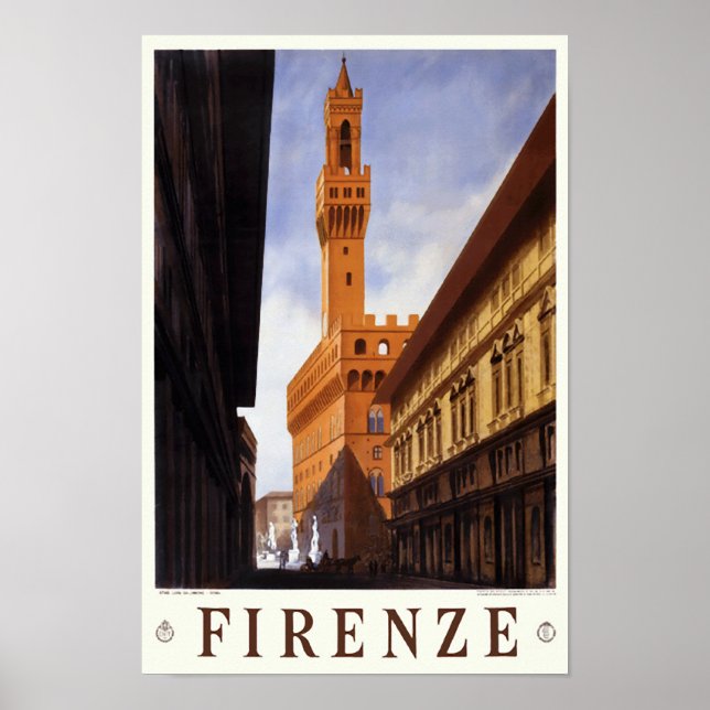 Poster Viagens vintage Itália Florence Firenze (Frente)