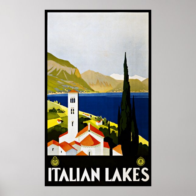 Póster Viagens vintage italiana dos lagos (Frente)