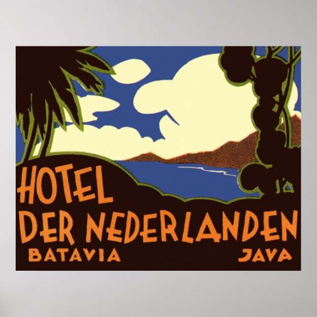 Póster Viagens vintage Jakarta Indonesia Hotel Nederlande (Frente)