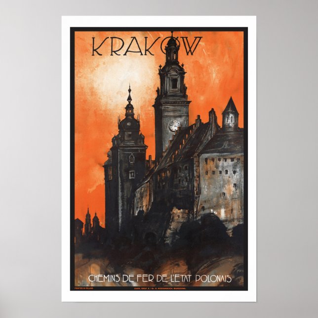 Póster Viagens vintage Krakow (Frente)