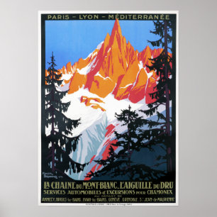 Poster Viagens vintage L' Aiguille du Midi e Mont Blanc