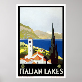 Poster Viagens vintage,Lagos Italianos