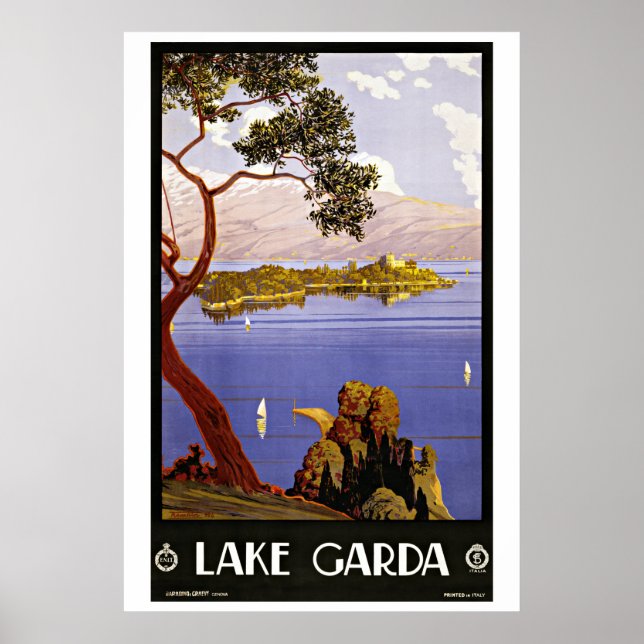Póster Viagens vintage Lake Garda Itália (Frente)
