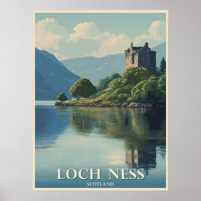 Poster Viagens vintage Loch Ness Scotland (Frente)