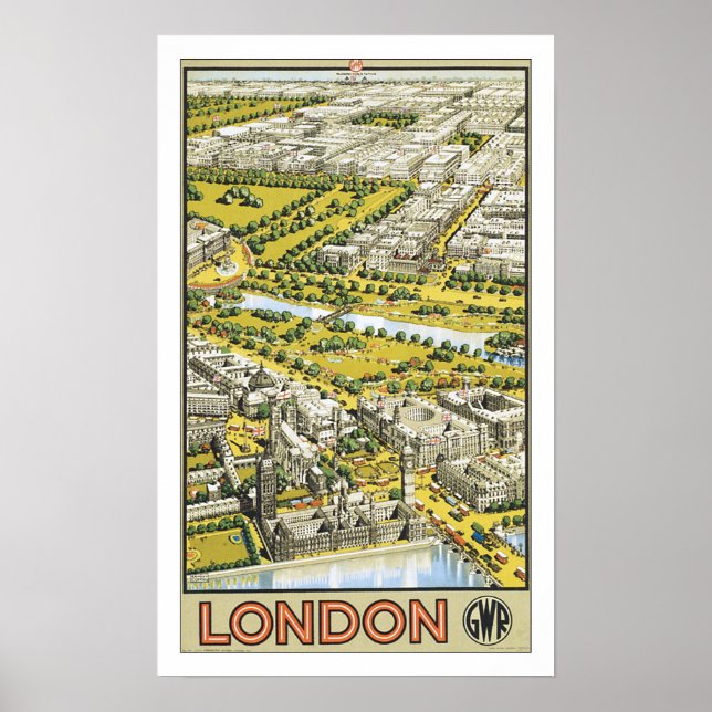 Póster Viagens vintage Londres (Frente)