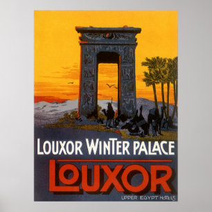 Póster Viagens vintage, Louxor Winter Palace, Egito Áfric