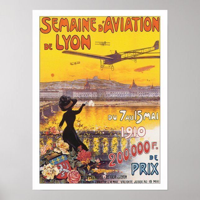 Poster Viagens vintage Lyon França (Frente)