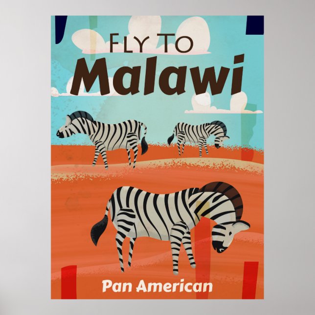 Póster Viagens vintage Malawi (Frente)