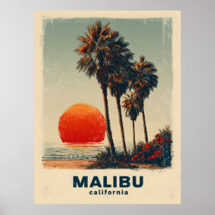 Poster Viagens vintage Malibu California