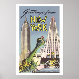 Póster Viagens vintage, Marcas Nova Iorque familiares