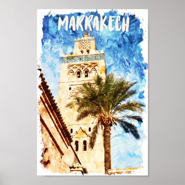 Poster Viagens vintage marraquexe (Frente)