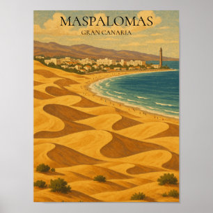 Poster Viagens vintage Maspalomas, Gran Canaria Dunes