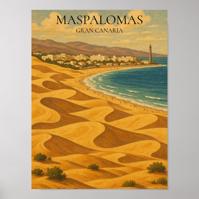 Poster Viagens vintage Maspalomas, Gran Canaria Dunes (Frente)
