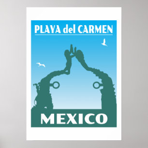 Poster Viagens vintage México Souvenir Playa del Carmen