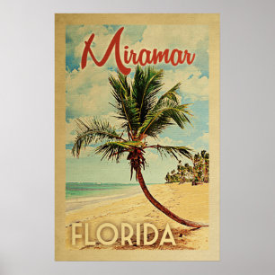 Poster Viagens vintage Miramar Palm Tree