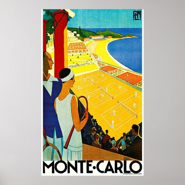 Póster Viagens vintage Monte Carlo (Frente)
