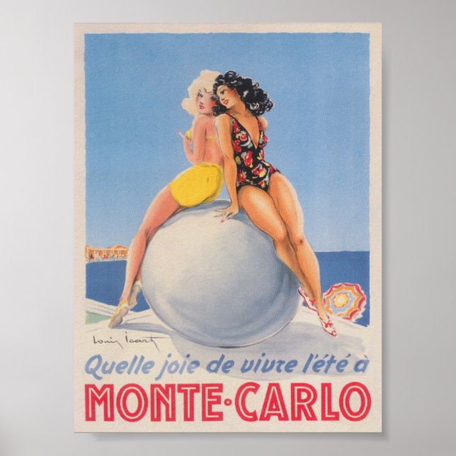 Poster Viagens vintage Monte Carlo Mônaco (Frente)