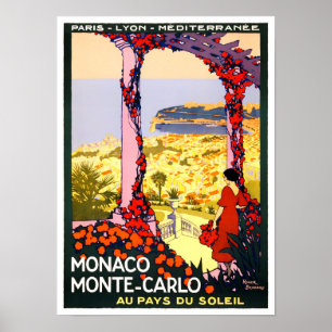 Poster Viagens vintage Monte Carlo Mônaco França