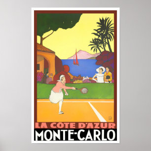 Poster Viagens vintage Monte Carlo Mônaco França