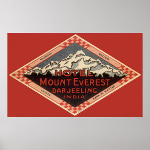 Póster Viagens vintage, Monte Everest, Darjeeling India