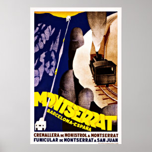 Póster Viagens vintage Montserrat Barcelona Espana
