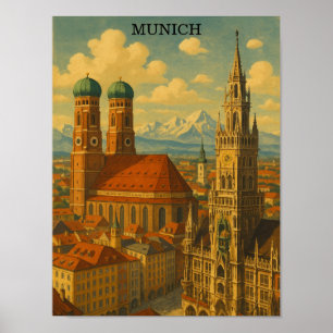 Poster Viagens vintage Munique Bavaria Alemanha